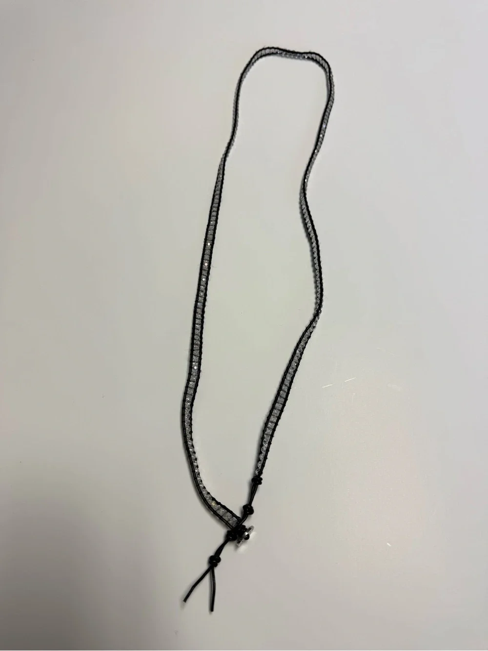 Crystal Beaded Wrap Bracelet Necklace - Black